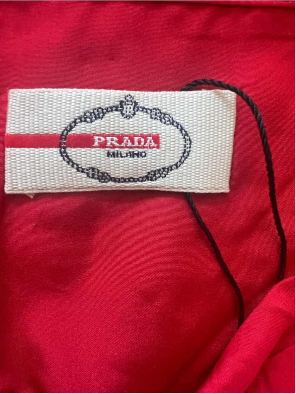 Prada Red Pleated Mini 100% Silk Shirt Dress Size 10 Preppy - Picture 5 of 7